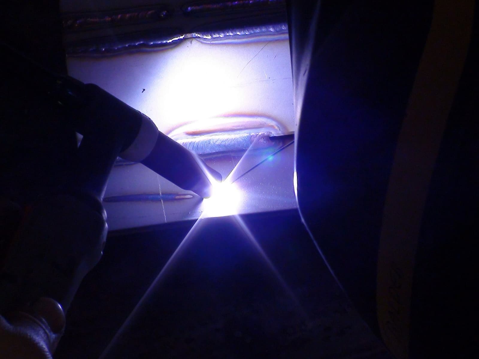 TIG welding in progress