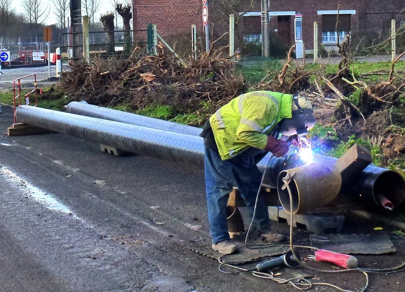 Welder on pipework, Emmerin, 2013